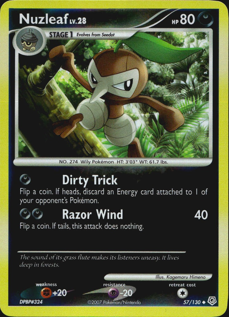 Nuzleaf 57/130 Uncommon Diamond & Pearl Pokemon Reverse Holo Near Mint
