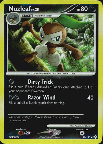 Nuzleaf 57/130 Uncommon Diamond & Pearl Pokemon Reverse Holo Near Mint