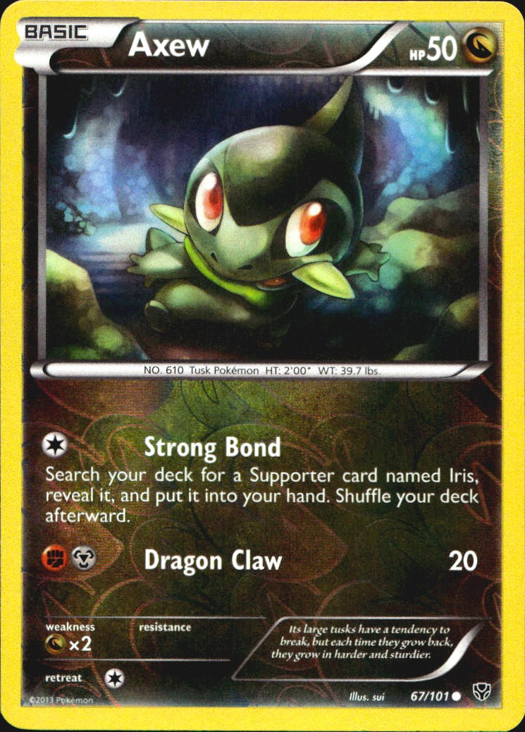 Axew 67/101 Common Plasma Blast Pokemon Reverse Holo Near Mint