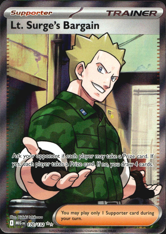 Lt. Surge's Bargain 170/132 Ultra Rare Mega Evolution Pokemon Near Mint