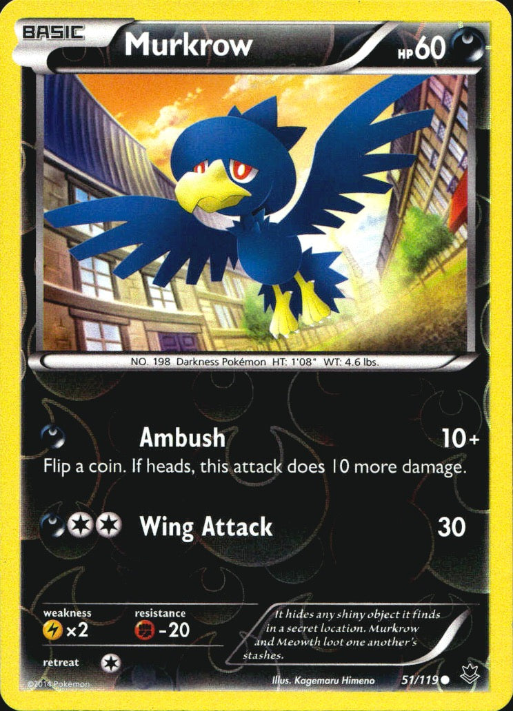 Murkrow 51/119 Common Phantom Forces Pokemon Reverse Holo Near Mint