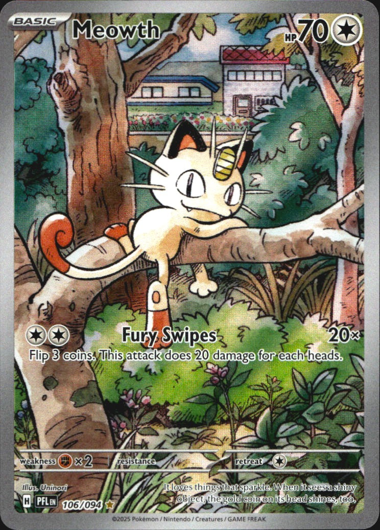 Meowth 106/094 Illustration Rare Phantasmal Flames Pokemon Near Mint