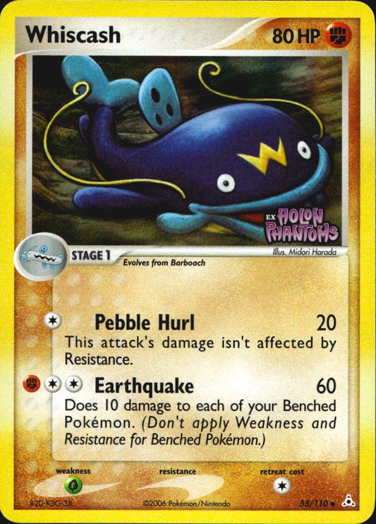 Whiscash 55/110 Uncommon Holon Phantoms Pokemon Reverse Holo Near Mint
