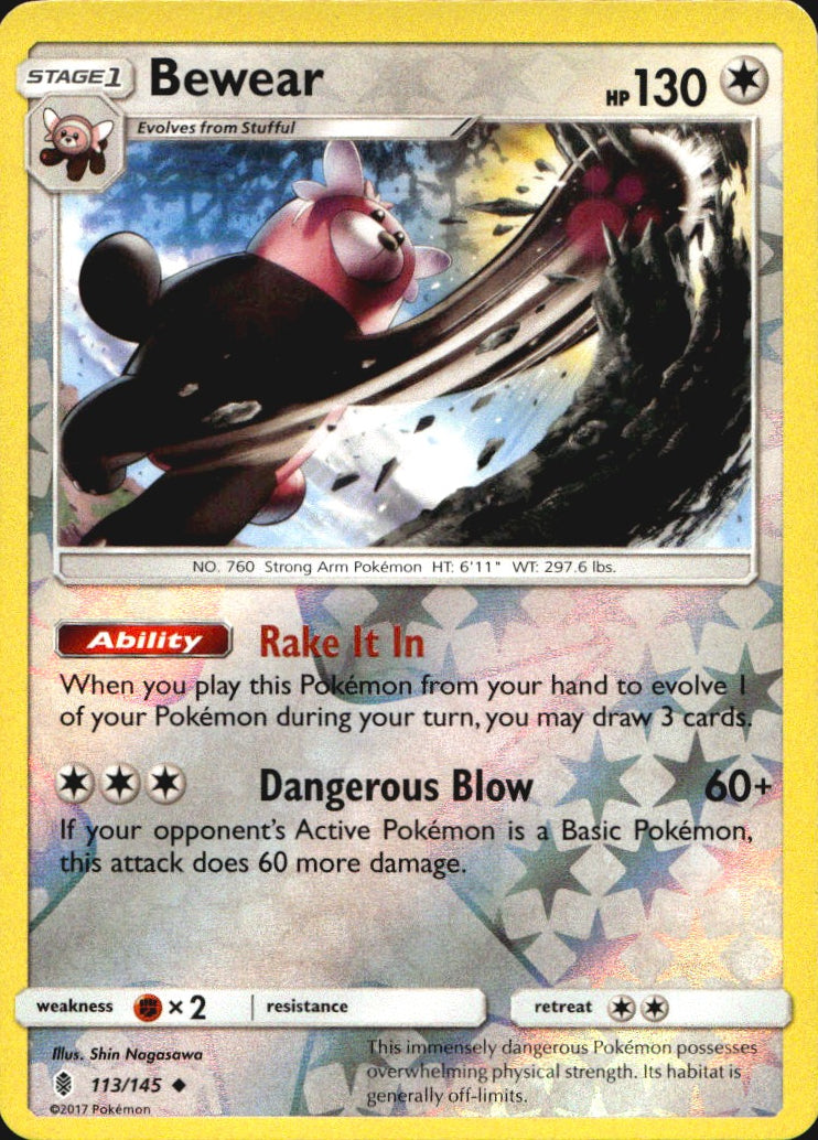 Bewear 113/145 Uncommon Guardians Rising Pokemon Reverse Holo Near Mint
