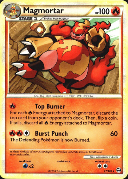 Magmortar 27/102 Rare HGSS Triumphant Pokemon Near Mint
