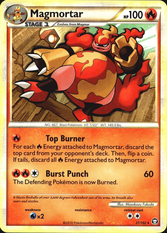 Magmortar 27/102 Rare HGSS Triumphant Pokemon Near Mint