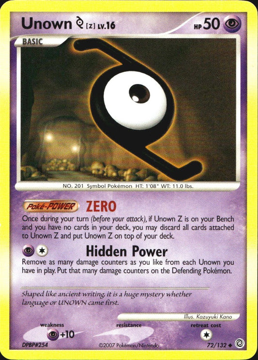 Unown [Z] 72/132 Uncommon Secret Wonders Pokemon Near Mint
