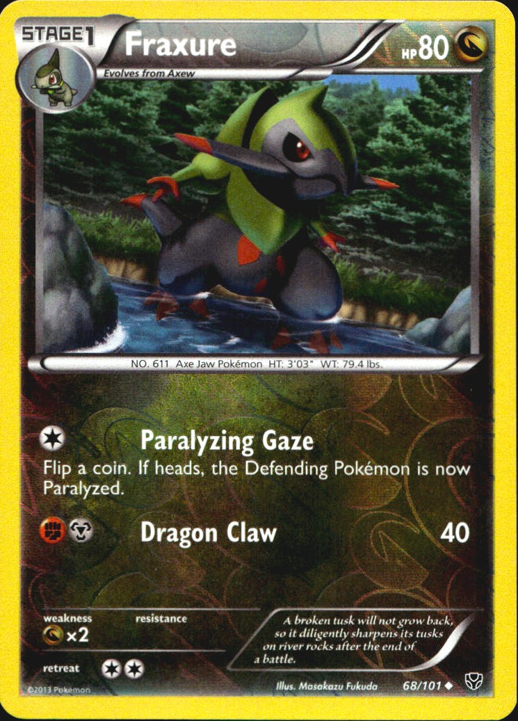 Fraxure 68/101 Uncommon Plasma Blast Pokemon Reverse Holo Near Mint