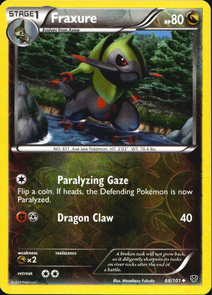 Fraxure 68/101 Uncommon Plasma Blast Pokemon Reverse Holo Near Mint