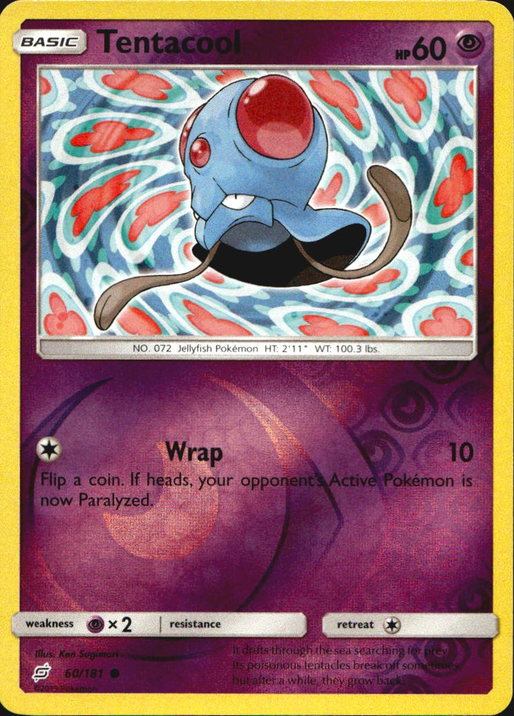 Tentacool 60/181 Common Team Up Pokemon Reverse Holo Near Mint