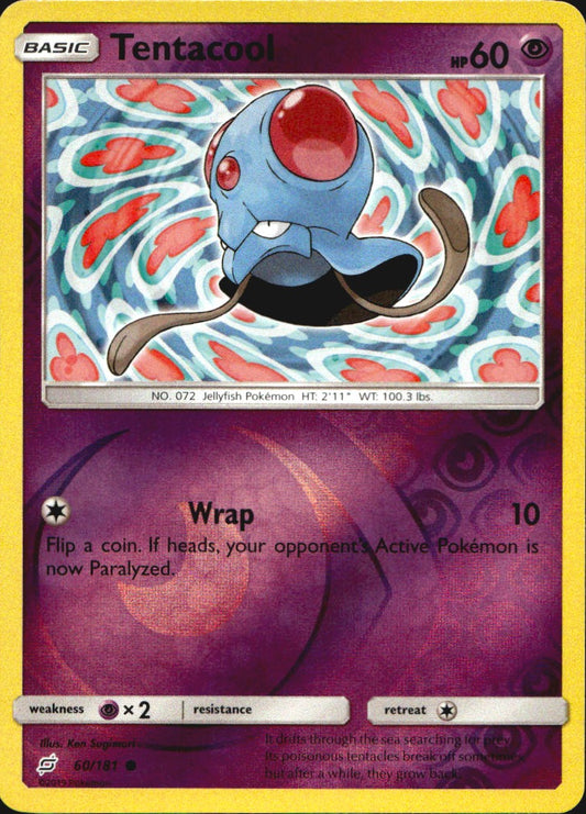 Tentacool 60/181 Common Team Up Pokemon Reverse Holo Near Mint