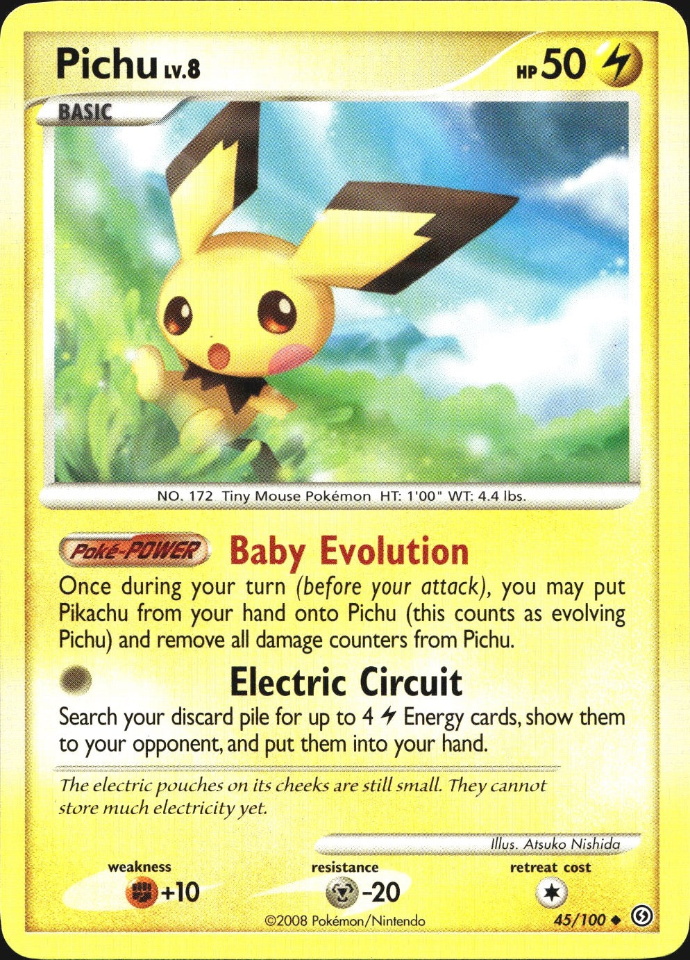 Pichu 45/100 Uncommon Stormfront Pokemon Near Mint