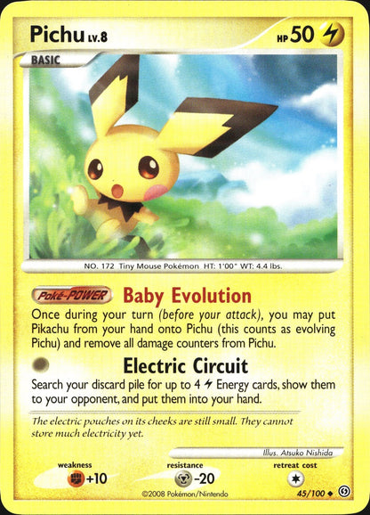 Pichu 45/100 Uncommon Stormfront Pokemon Near Mint