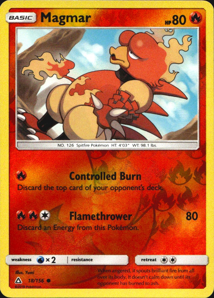 Magmar 18/156 Common Ultra Prism Pokemon Reverse Holo Near Mint