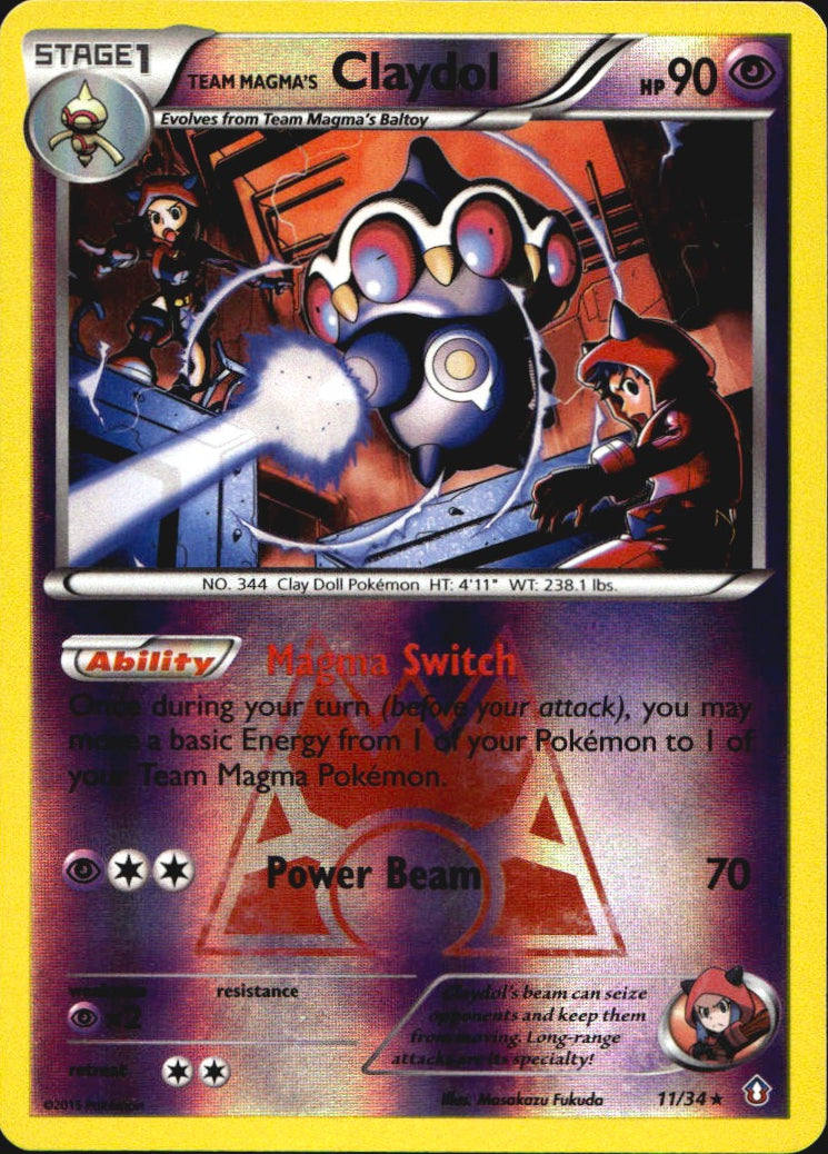Team Magma's Claydol 11/34 Double Crisis Pokemon Reverse Holo NM