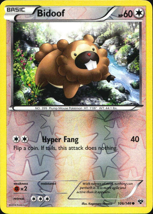 Bidoof 106/146 Common XY Pokemon Reverse Holo Near Mint