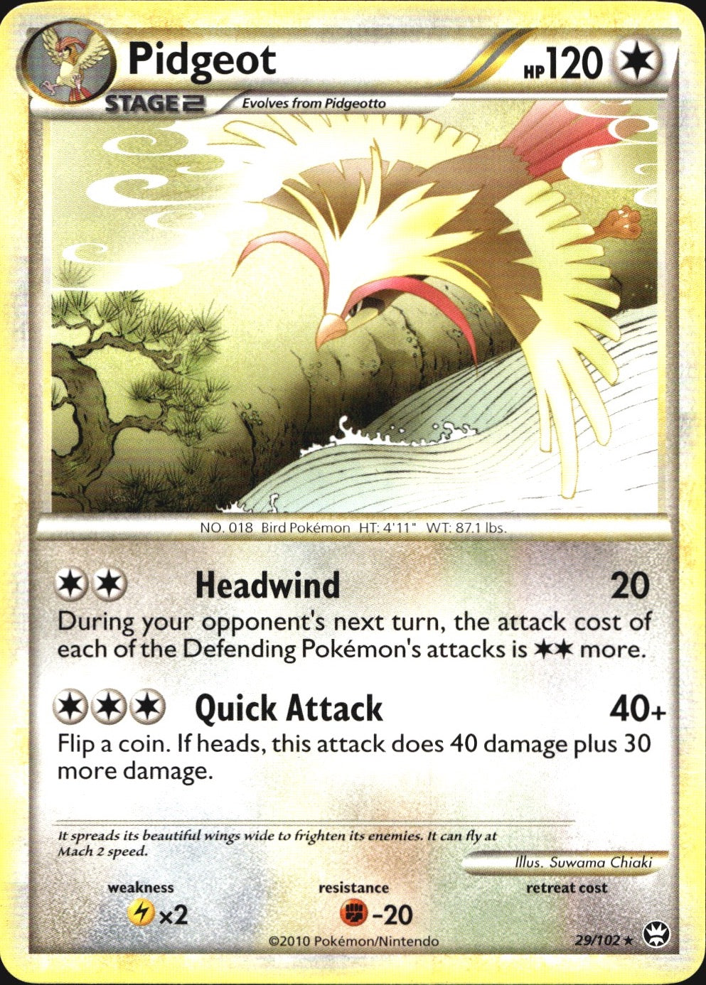 Pidgeot 29/102 Rare HGSS Triumphant Pokemon Near Mint