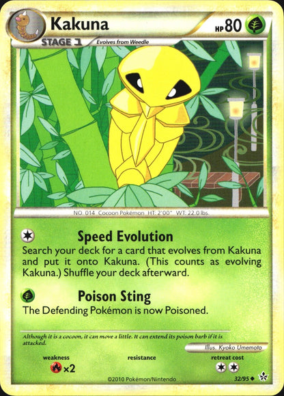 Kakuna 32/95 Uncommon HGSS Unleashed Pokemon Near Mint