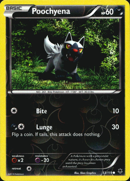 Poochyena 53/119 Common Phantom Forces Pokemon Reverse Holo Near Mint