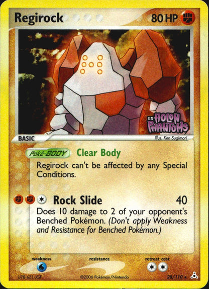 Regirock 28/110 Rare Holon Phantoms Pokemon Reverse Holo Near Mint