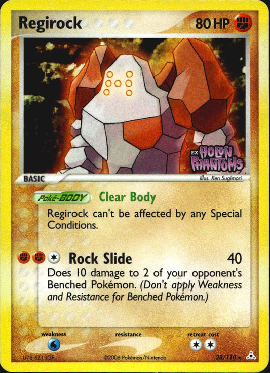 Regirock 28/110 Rare Holon Phantoms Pokemon Reverse Holo Near Mint