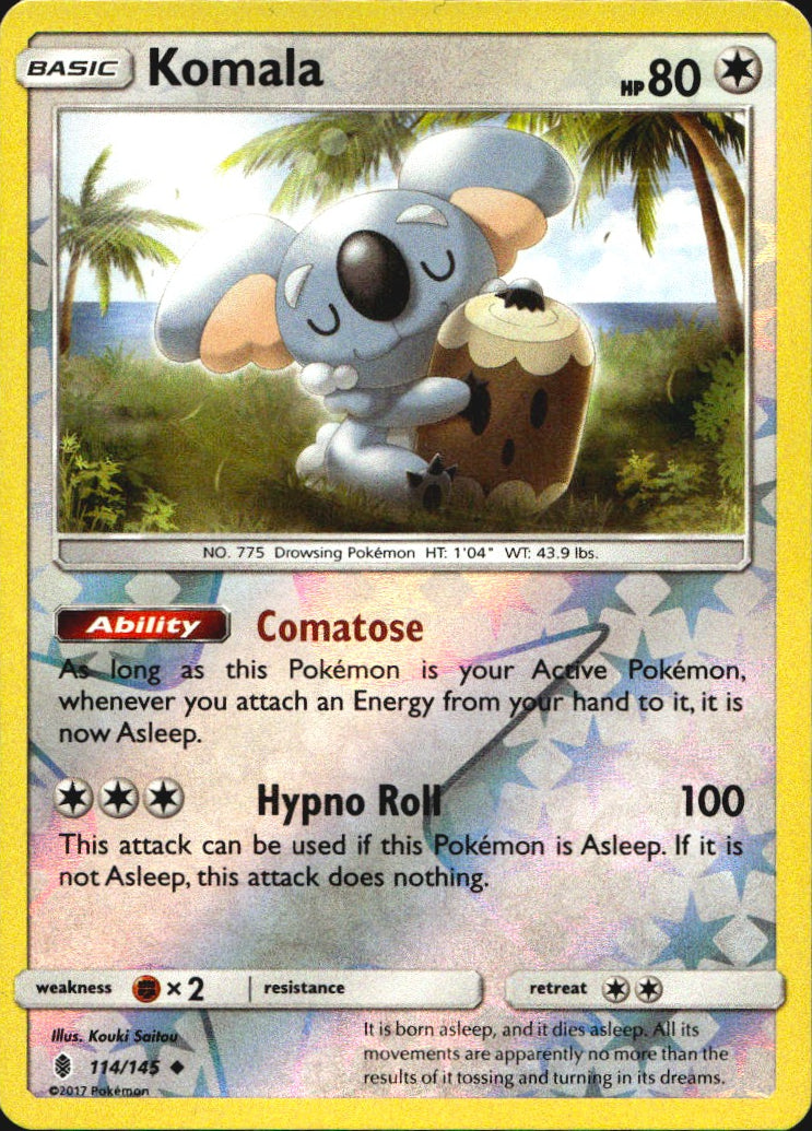 Komala 114/145 Uncommon Guardians Rising Pokemon Reverse Holo Near Mint