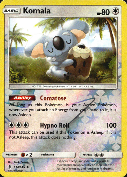 Komala 114/145 Uncommon Guardians Rising Pokemon Reverse Holo Near Mint