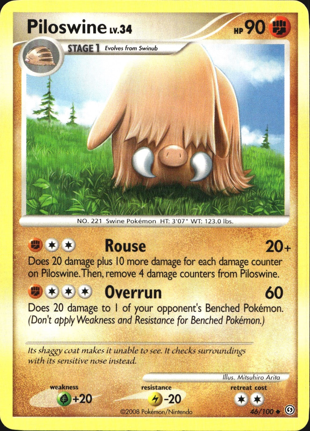 Piloswine 46/100 Uncommon Stormfront Pokemon Near Mint