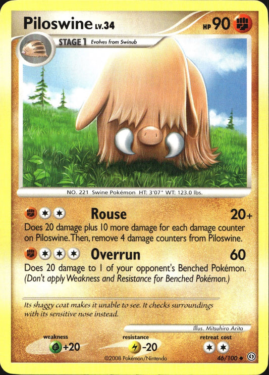 Piloswine 46/100 Uncommon Stormfront Pokemon Near Mint