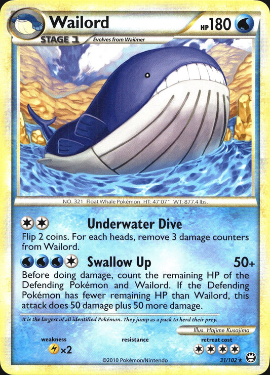 Wailord 31/102 Rare HGSS Triumphant Pokemon Near Mint