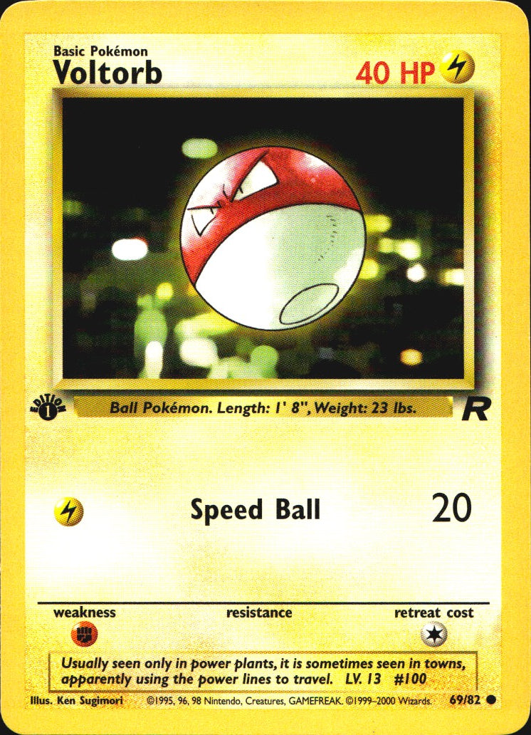 Voltorb 69/82 Common Team Rocket Pokemon 1st Edition Near Mint