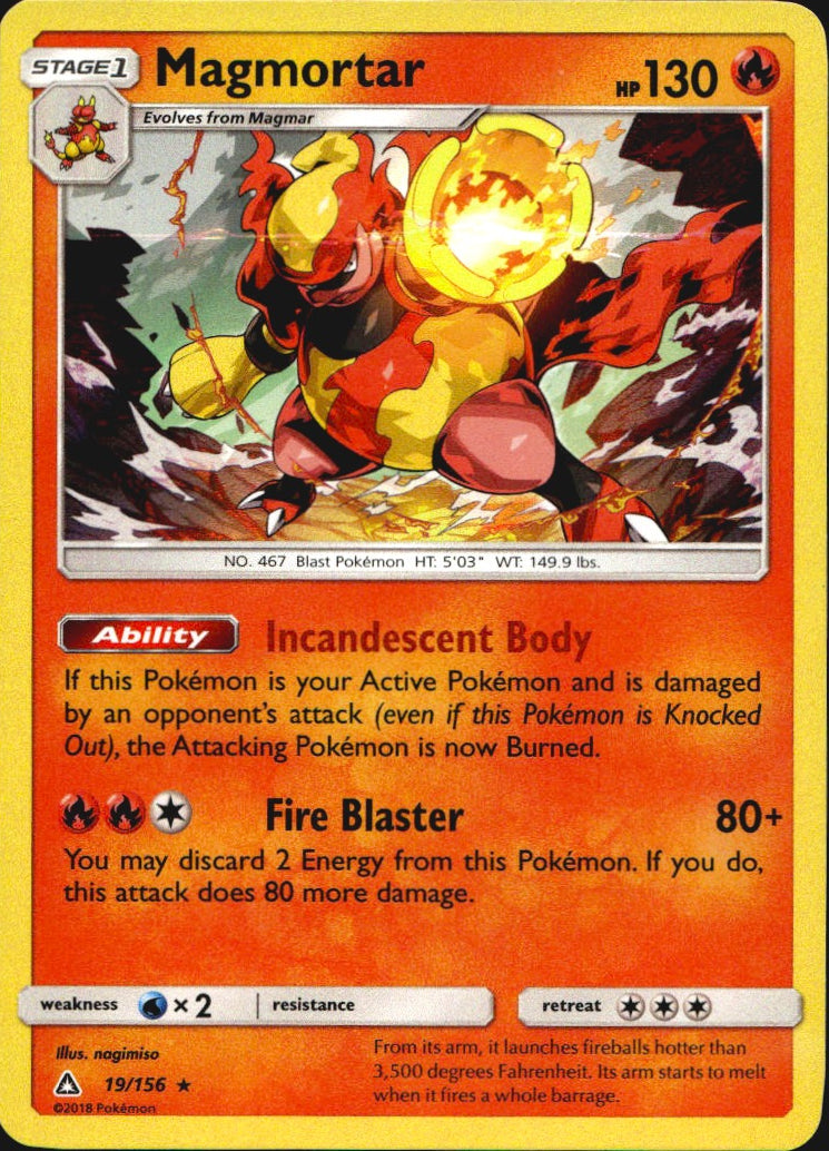 Magmortar 19/156 Holo Rare Ultra Prism Pokemon Near Mint