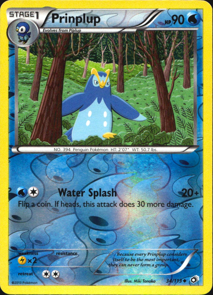 Prinplup 34/113 Uncommon Legendary Treasures Reverse Holo Near Mint