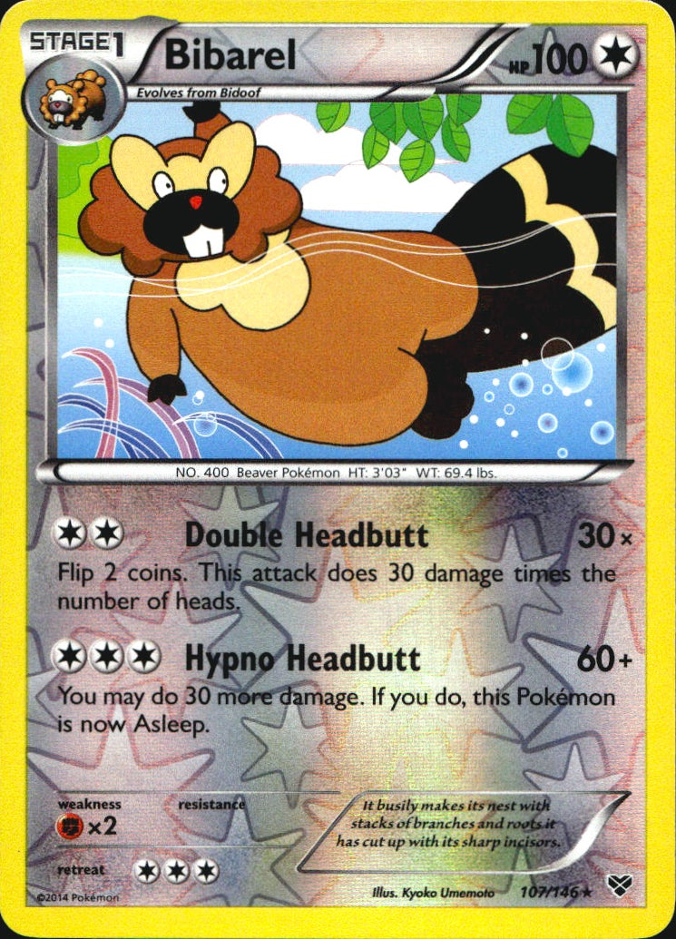 Bibarel 107/146 Rare XY Pokemon Reverse Holo Near Mint