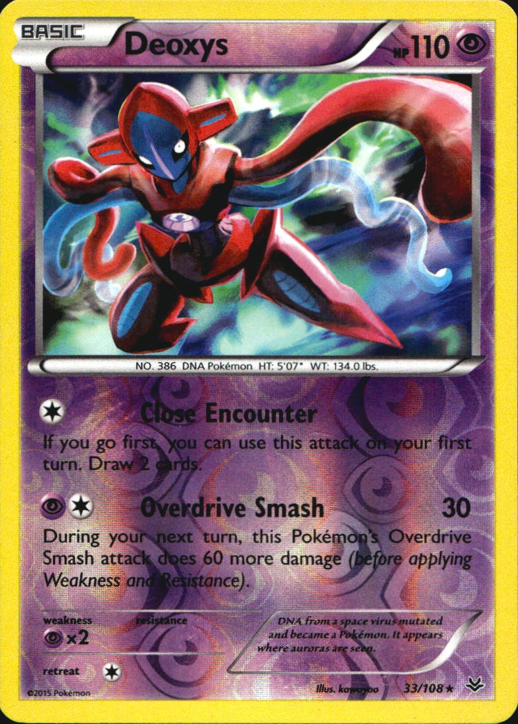 Deoxys 33/108 Holo Rare Roaring Skies Pokemon Reverse Holo Near Mint