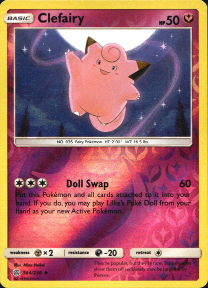 Clefairy 144/236 Uncommon Cosmic Eclipse Pokemon Near Mint
