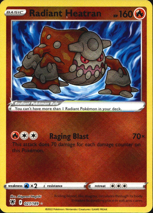 Radiant Heatran 027/189 Radiant Rare Astral Radiance Pokemon Near Mint