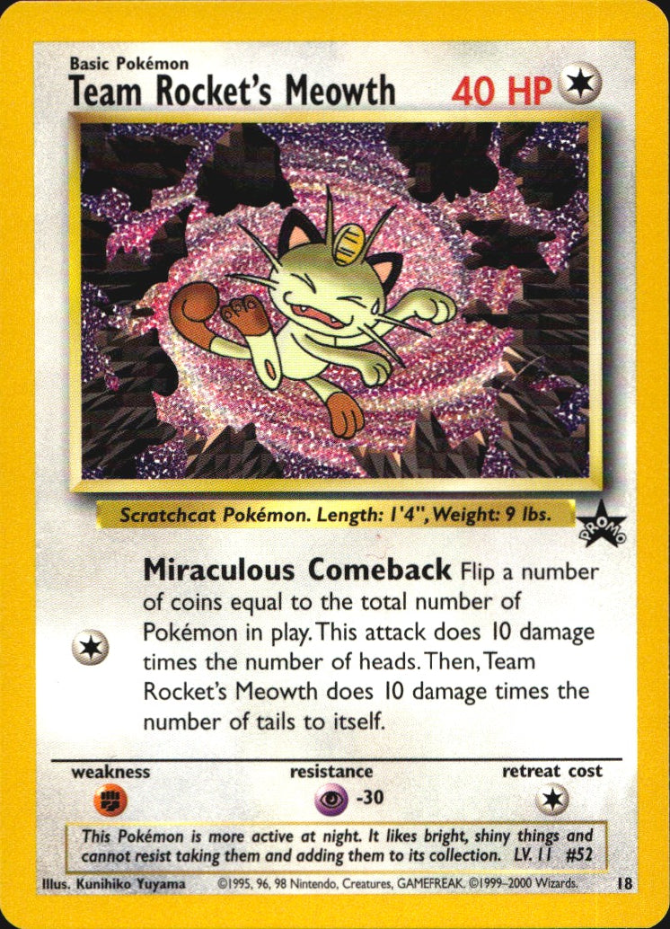 Team Rocket's Meowth 18 Promo Wizards Black Star Promos Pokemon Near Mint