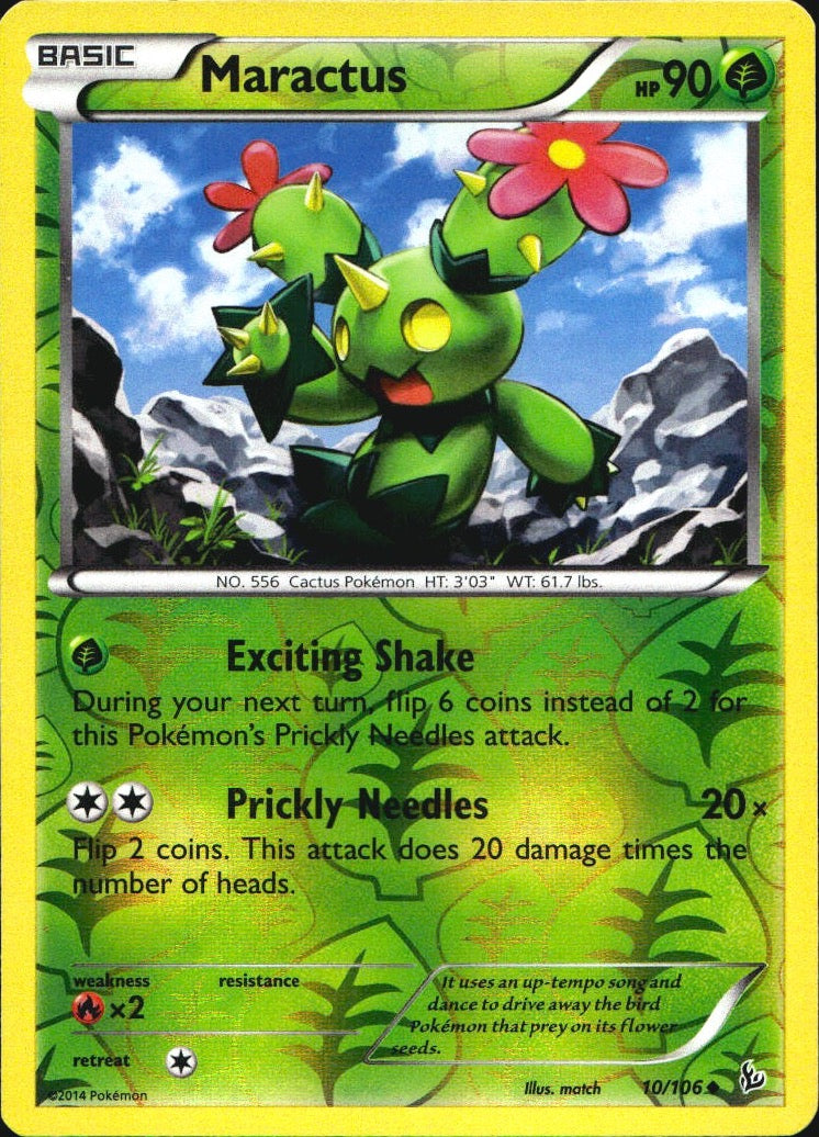 Maractus 10/106 Uncommon Flashfire Pokemon Reverse Holo Near Mint