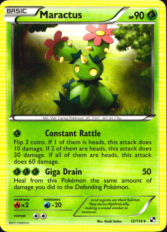 Maractus 12/114 Rare Black & White Pokemon Near Mint