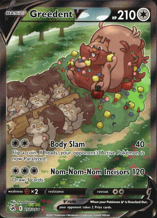 Greedent V 257/264 Rare Ultra Fusion Strike Pokemon Near Mint