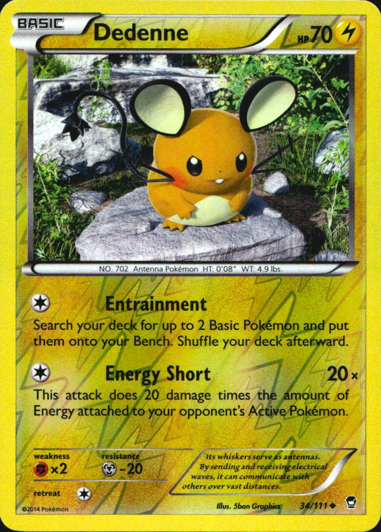 Dedenne 34/111 Uncommon Furious Fists Pokemon Reverse Holo Near Mint