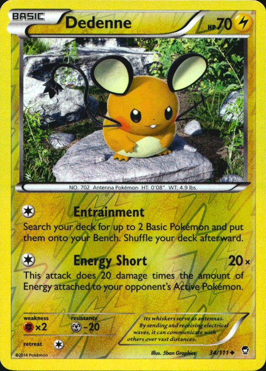 Dedenne 34/111 Uncommon Furious Fists Pokemon Reverse Holo Near Mint