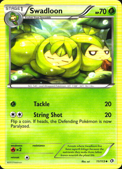 Swadloon 11/113 Uncommon Legendary Treasures Pokemon Near Mint