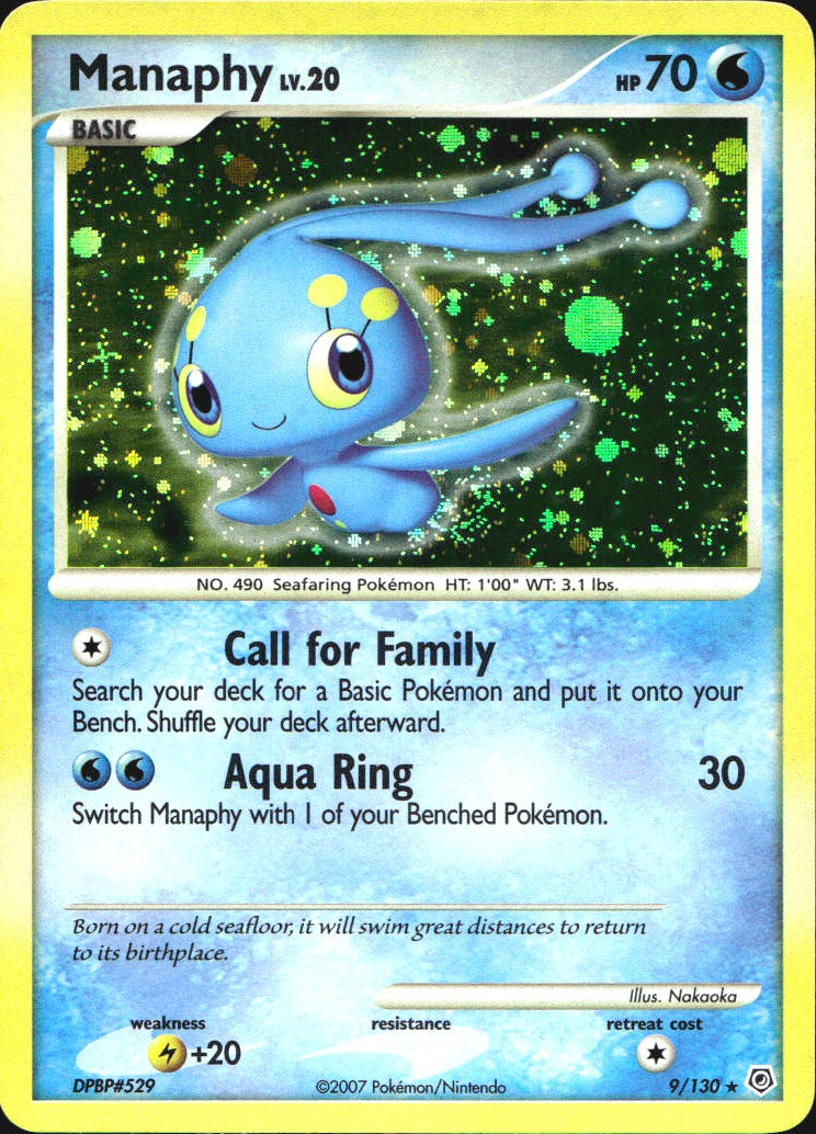 Manaphy 9/130 Holo Rare Diamond & Pearl Pokemon Near Mint
