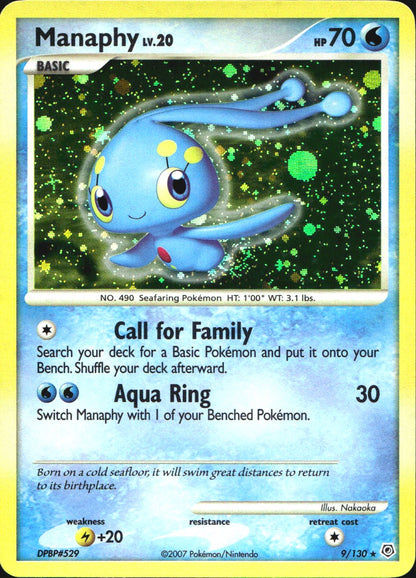 Manaphy 9/130 Holo Rare Diamond & Pearl Pokemon Near Mint