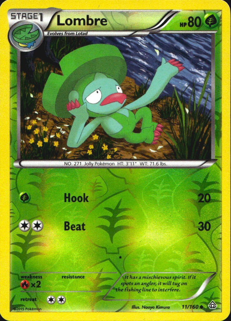 Lombre 11/160 Uncommon Primal Clash Pokemon Reverse Holo Near Mint