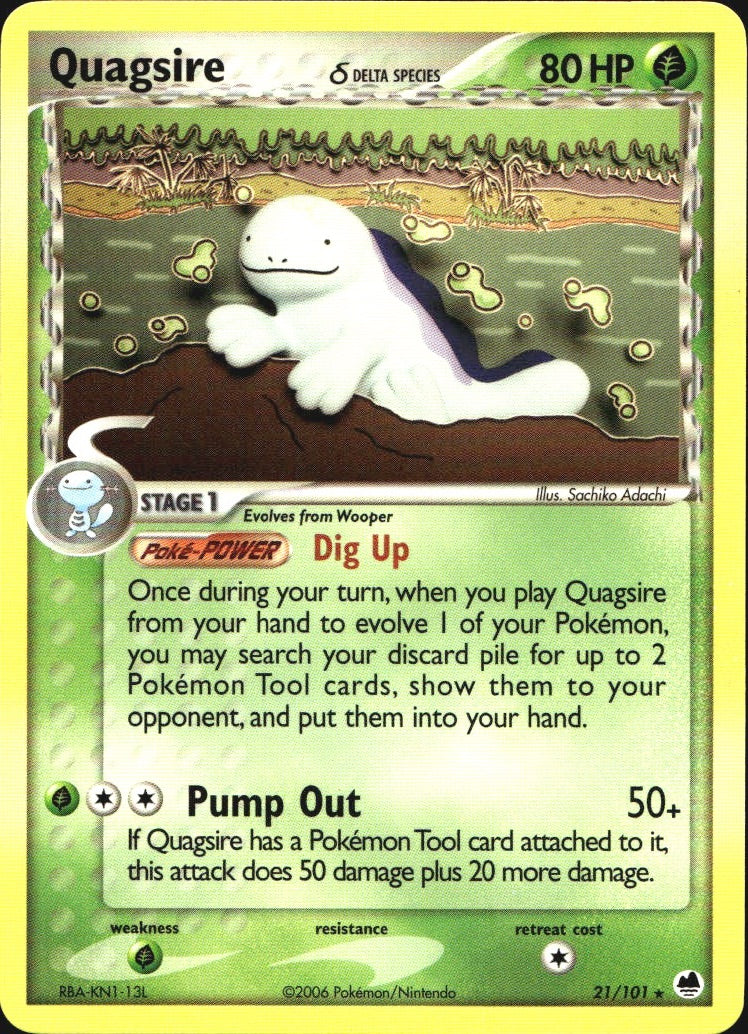 Quagsire 21/101 Rare Dragon Frontiers Pokemon Near Mint