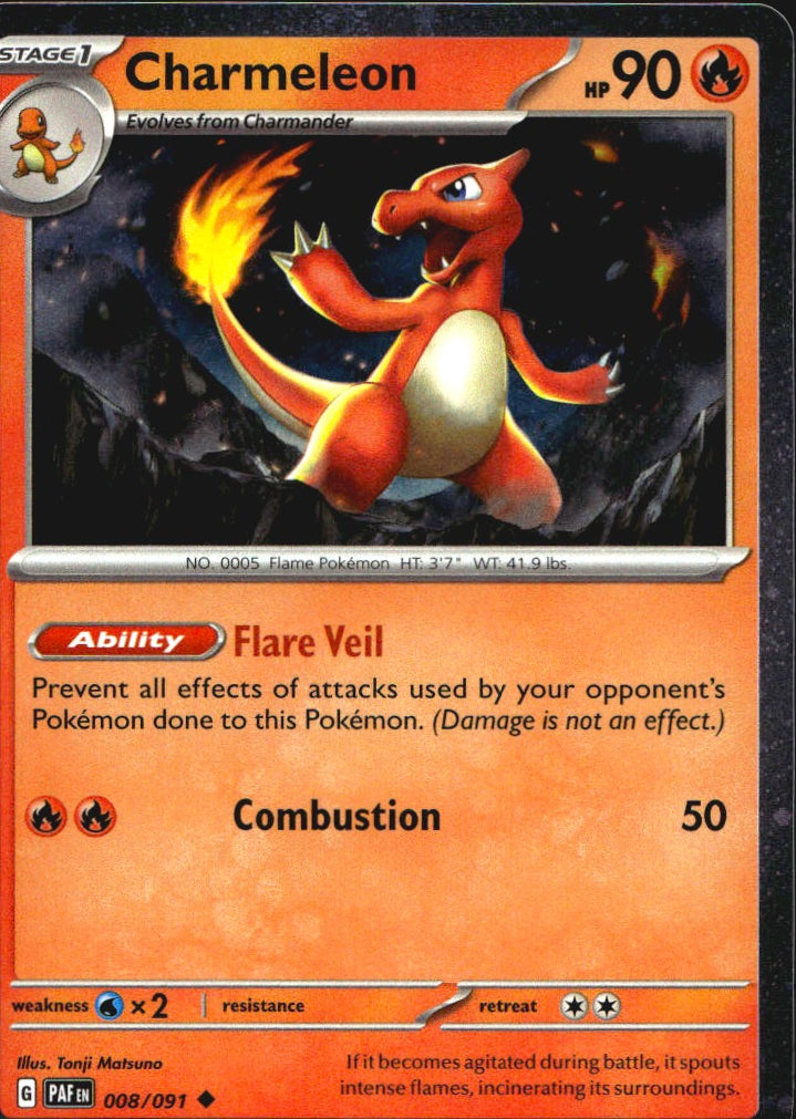 Charmeleon 008/091 Uncommon Paldean Fates Pokemon Near Mint
