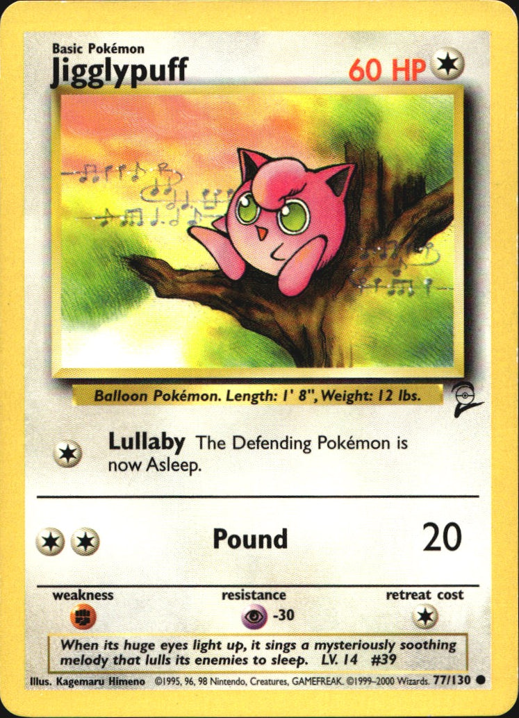 Jigglypuff 77/130 Common Base Set 2 Pokemon Near Mint